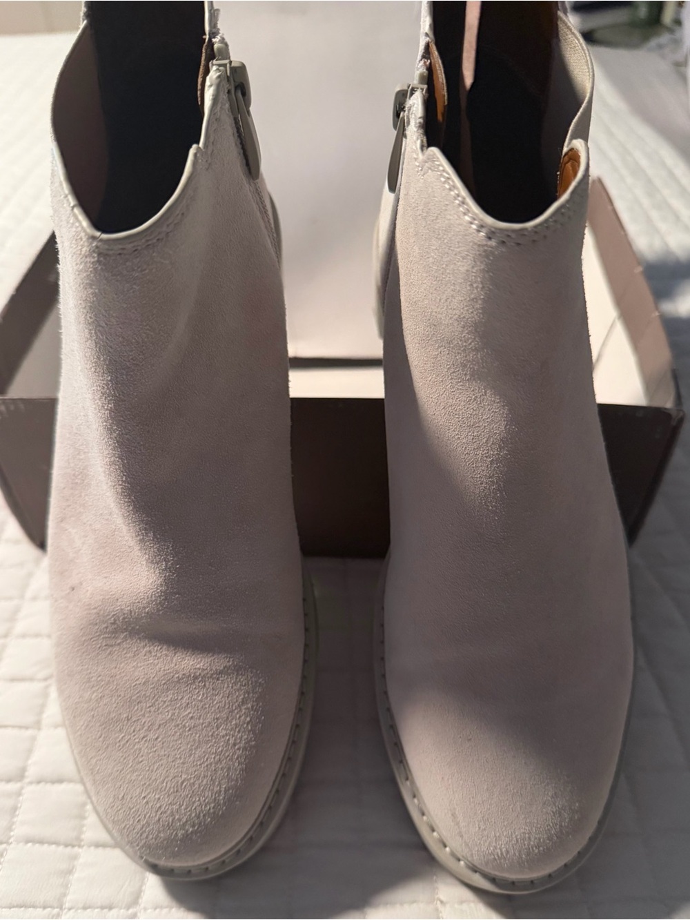 Franco Sarto Light Gray Suede Ankle Booties